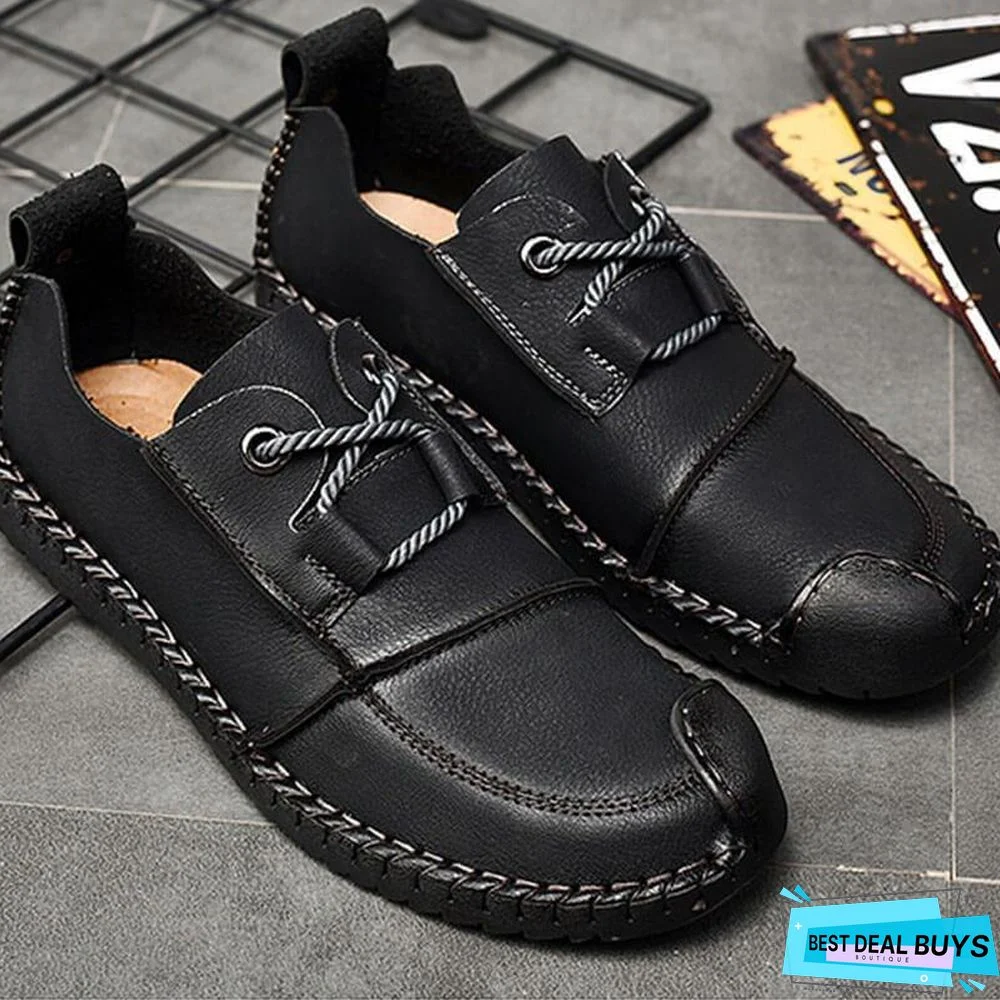 Men's Fashion Business Spliced Laced Casual Leather Shoes