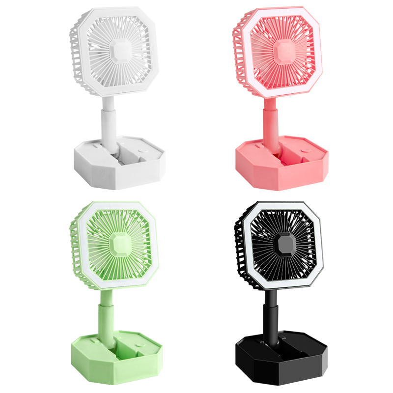 

Portable Handheld Fan USB Rechargeable Cooling Desktop LED Night Light Fan, Pink, 501 Original