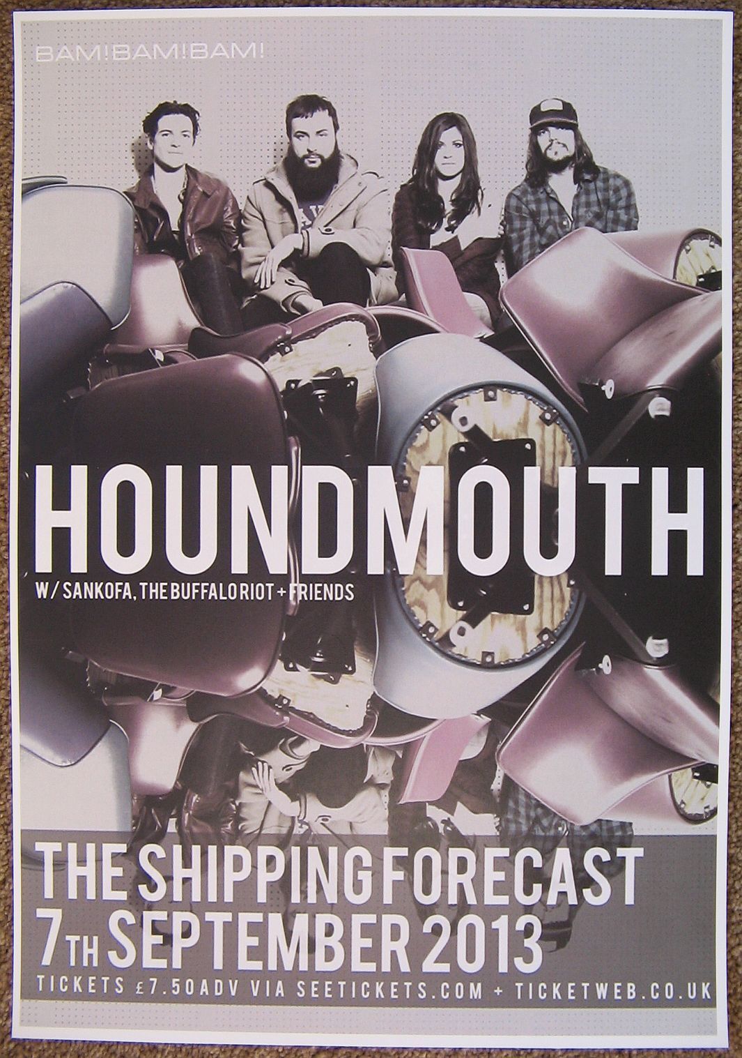 HOUNDMOUTH 2013 Gig POSTER Liverpool Concert United Kingdom