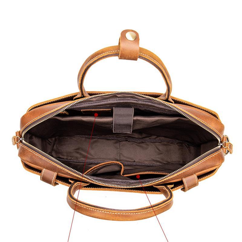 Vintage Style Leather Large Capacity Business Handbag Crossbody Bag