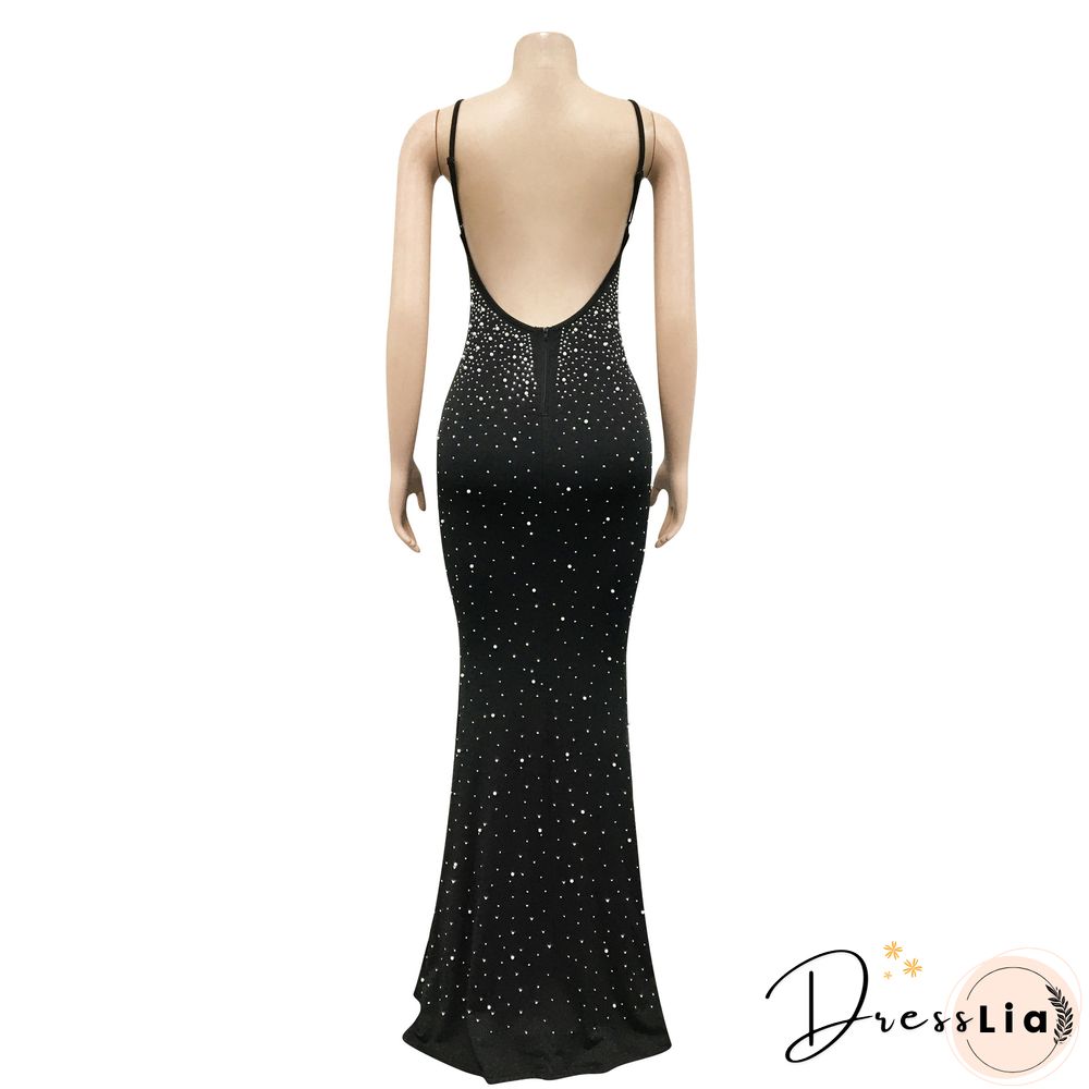 Felyn New Arrival Famous Brand Dress Solid Beading Spaghetti Strap Sexy Celebrity Party Maxi Dress Vestidos