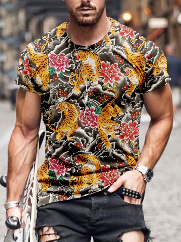 Japanese Tiger Tattoo Art Pattern Casual T Shirt wearshes