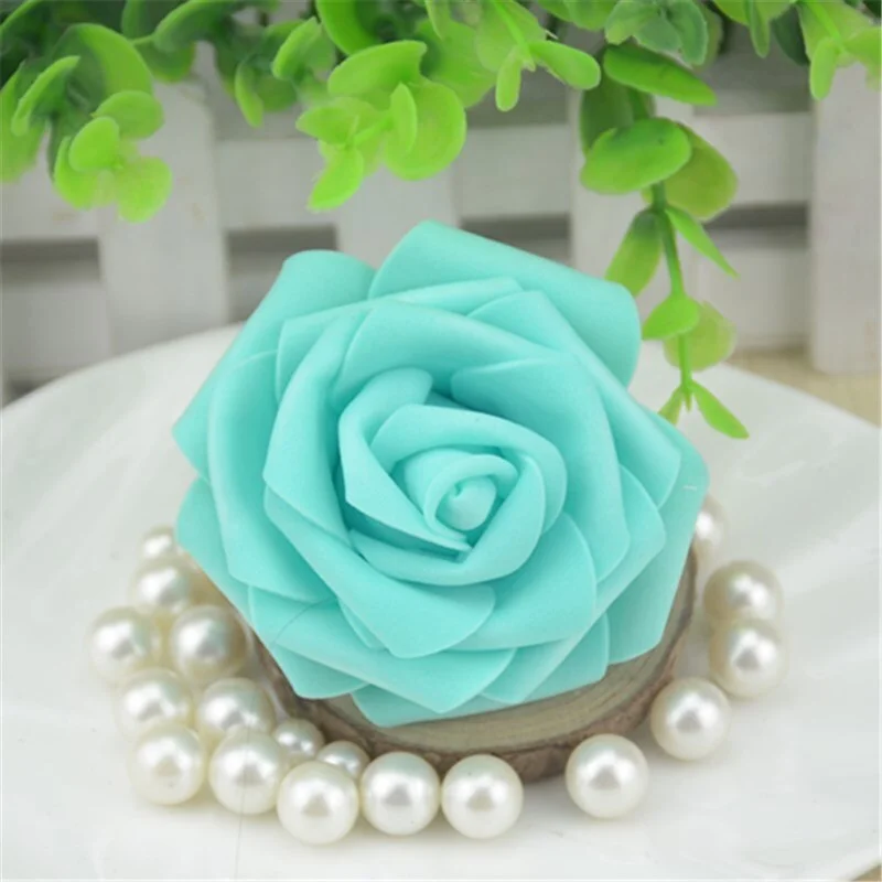 50pcs 7CM Artificial Foam Roses Flower Heads For Home Wedding Decoration Scrapbooking PE Flower DIY Kissing Balls Craft Multi