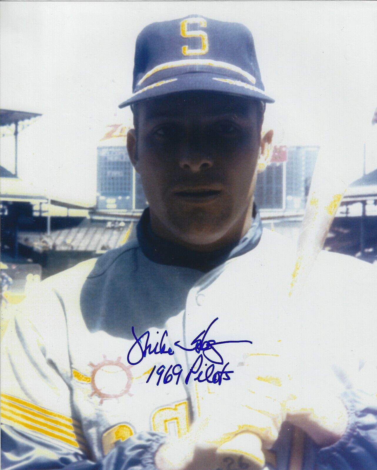 Signed 8x10 MIKE HEGAN Seattle Pilots Autographed Photo Poster painting - COA