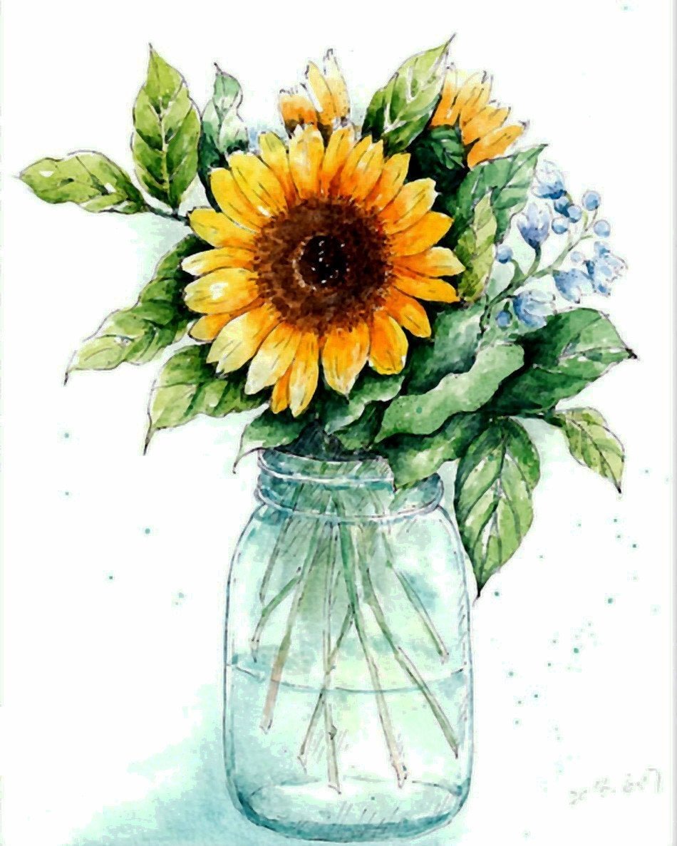 Flower Sunflower Paint By Numbers Kits UK For Adult HQD1412