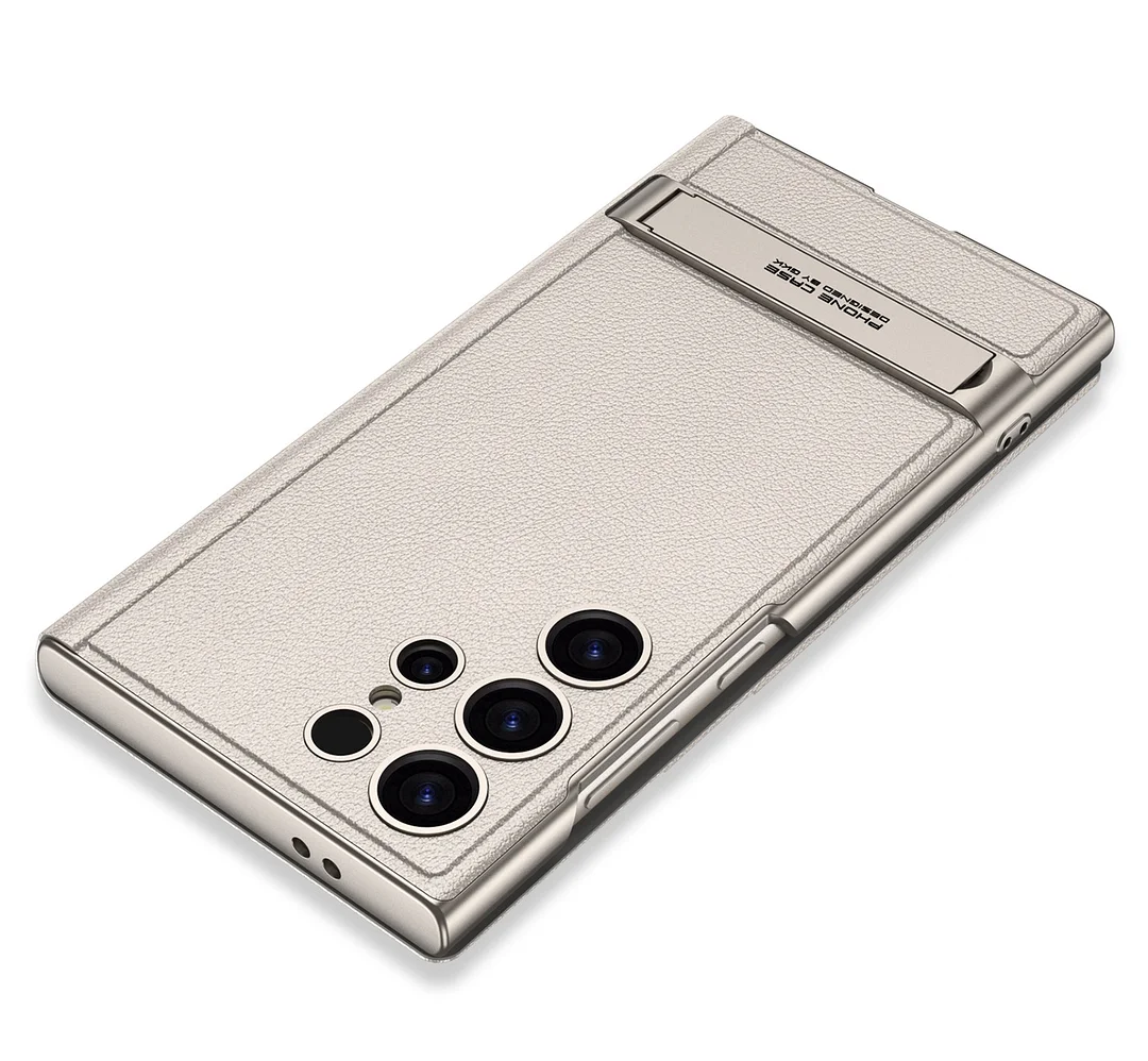 Samsung S Series Folding Stand Carbon Fiber Fine Pore Leather Phone Case