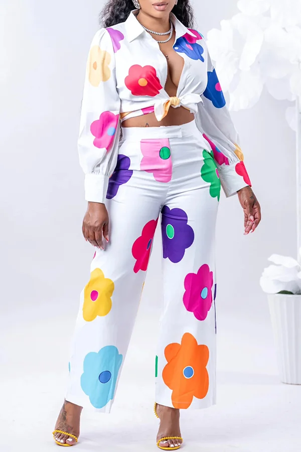 Fashion Casual Digital Printing Floral Pants Set