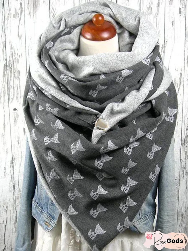 Grey Floral Casual Scarf