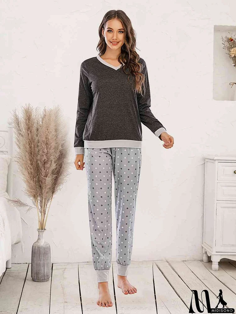 Long Sleeve Top and Polka Dot Pants Set