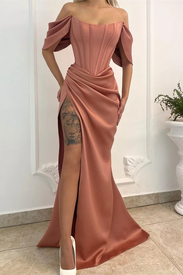 Glorious Off-the-Shoulder Long Prom Dress Mermaid With Slit - lulusllly