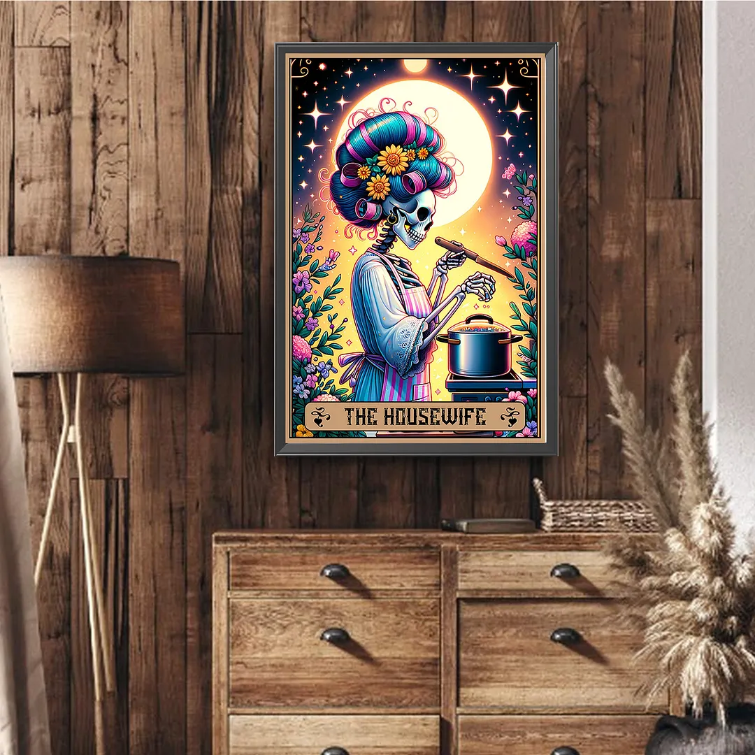 Skull Tarot Cards Full DIY 5D Round Drill Diamond Crystal Rhinestones Painting Kits for Adults/Beginners Gift Idea Home Wall Decor 15.75x23.62inch