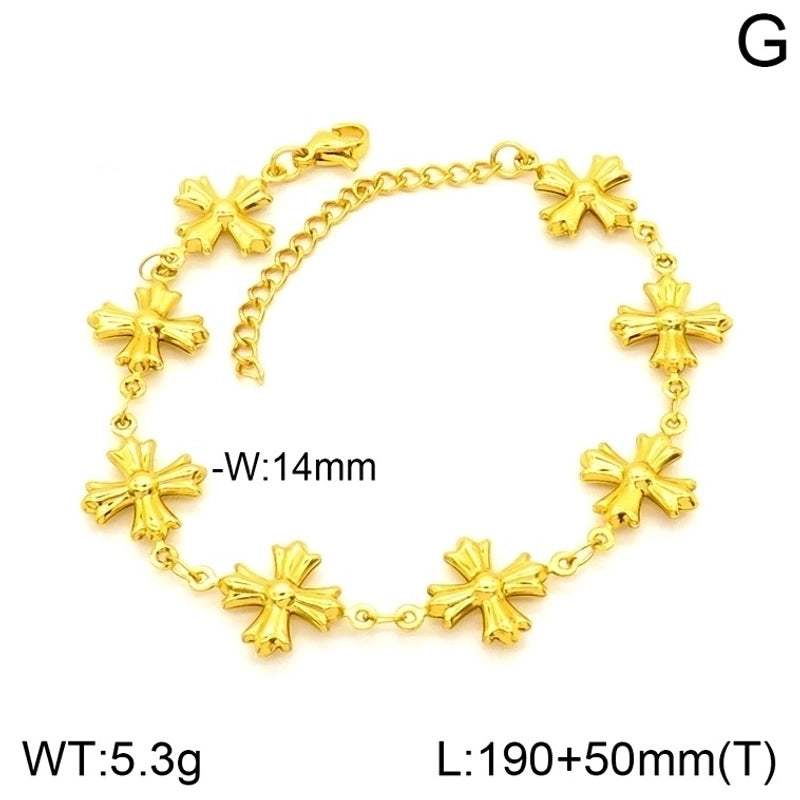 Elegant Minimalist Cross Star Heart Shape 201 Stainless Steel 302 Stainless Steel 304 Stainless Steel Bracelets In Bulk