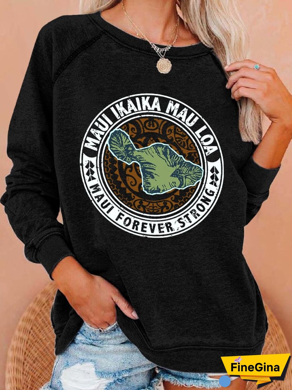 Women's Maui Forever Strong Ikaika Long Sleeve Printed Sweatshirt