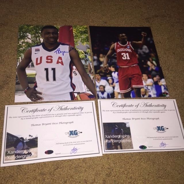 Lot of (2) THOMAS BRYANT INDIANA HOOSIERS SIGNED BASKETBALL 8X10 Photo Poster painting-PROOF COA