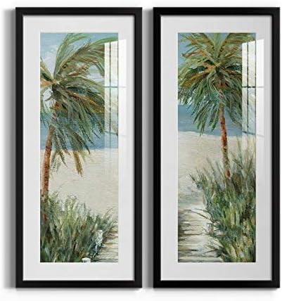 Renditions Gallery Beach Canvas Wall Art Home Decorations Paintings Palm Tree Ocean View Modern Coastal Decor Canvas Prints for Bedroom Dining Room Living Room Office Home Kitchen Wall Decor - 12 inch x28 inch  12X28