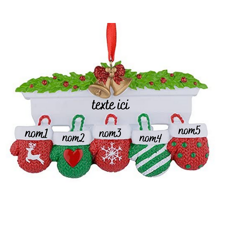 Ornements de Noël Gants de Noël 5 Prénoms Personnalisés avec texte Jessemade FR