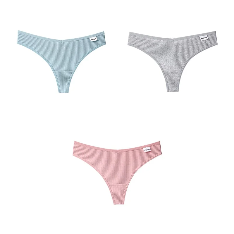 3pcs Women Cotton Panties Sexy Sports Underwear For Woman Lady T-back Female Thongs Cotton Lingerie Woman Intimates New BANNIROU