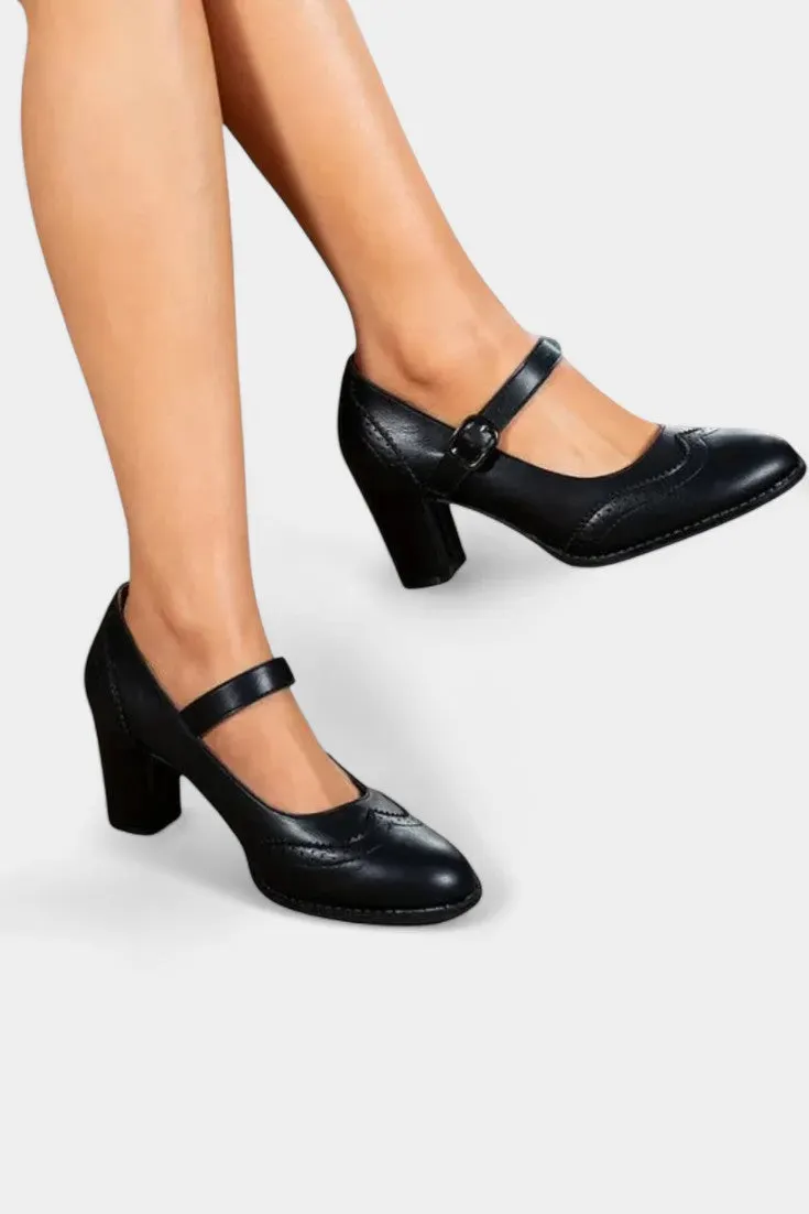 Orthopedic Mary Jane Heels with Buckle Strap