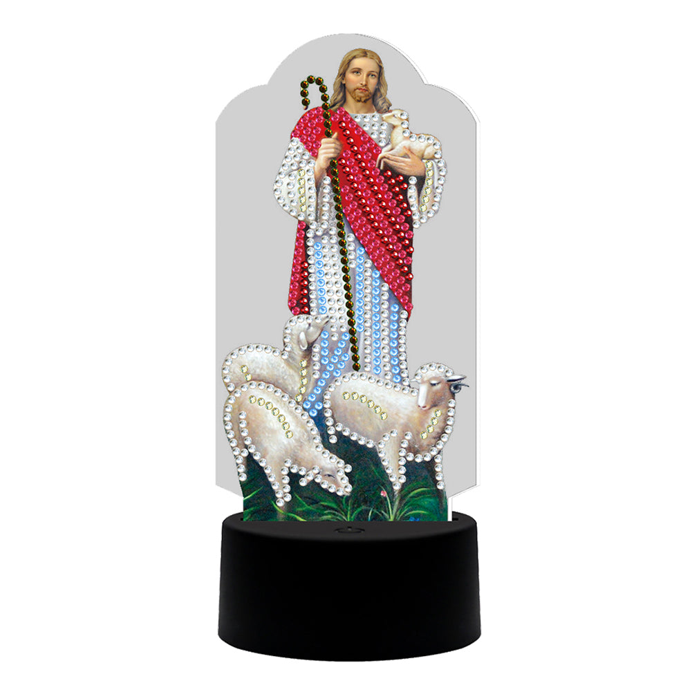 DIY Diamond Painting LED Light Jesus Special Shaped Drill Embroidery Lamp gbfke