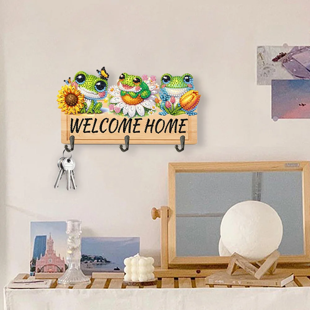 DIY Flower Frog Wooden Special Shape 3 Hooks No Punch Diamond Painting Hook Rail