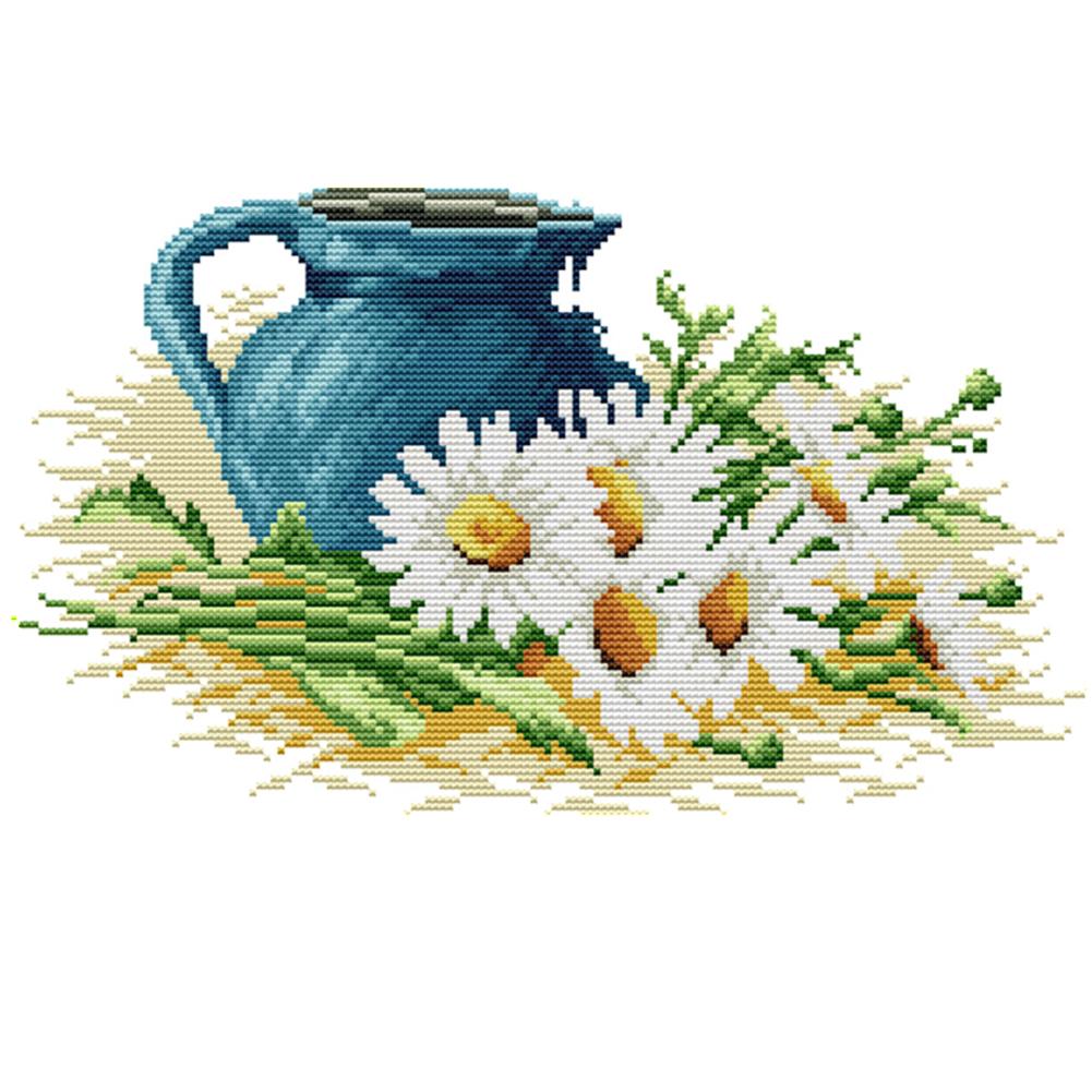

Ceramics And Daisies - 14CT Stamped Cross Stitch - 36*22cm, 501 Original