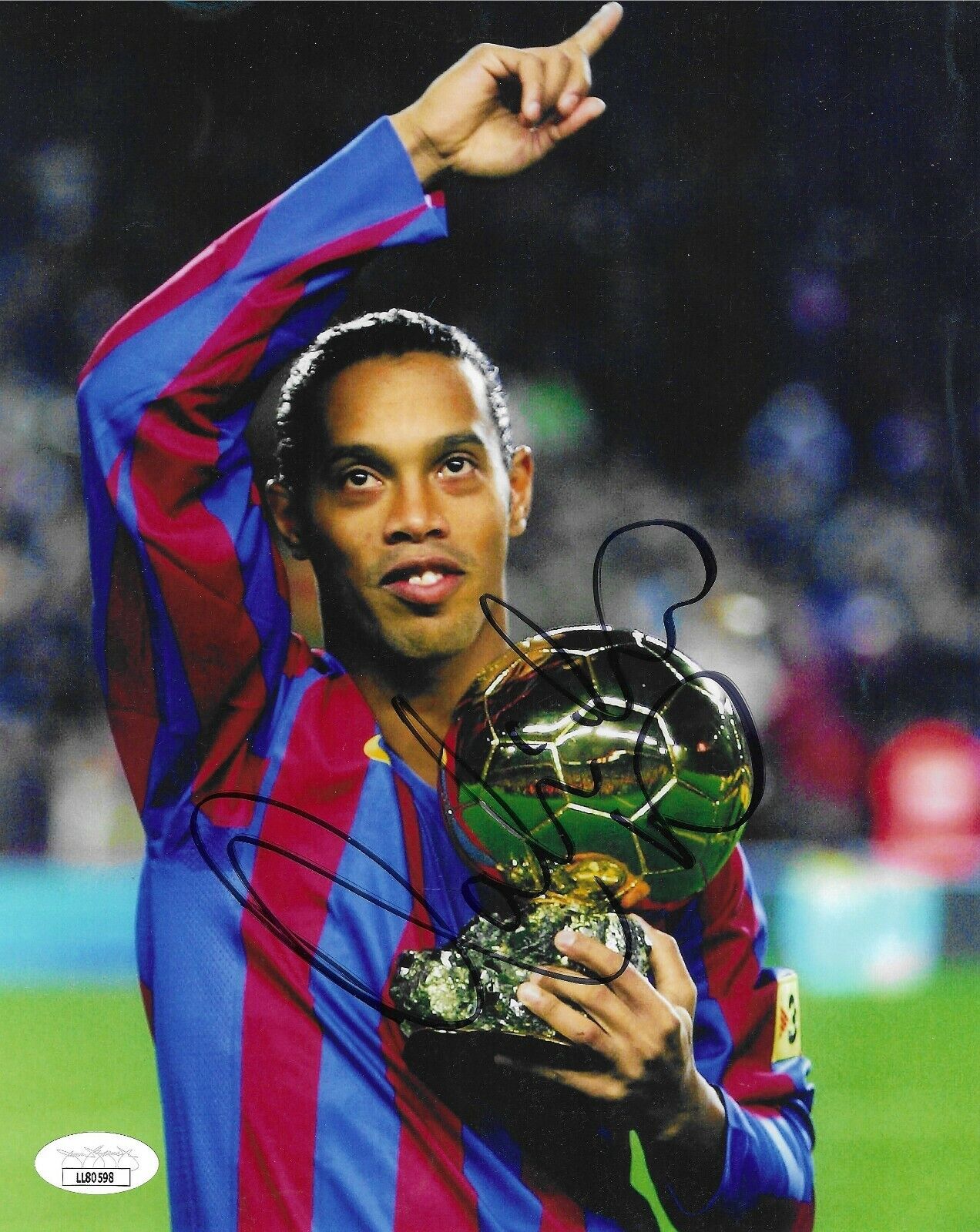 Ronaldinho Autographed 8x10 Photo Poster painting JSA COA UEFA Brazil Soccer Signed FC Barcelona