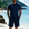 Men's Casual Vacation Polo Shirt And Shorts Set by Inlyline