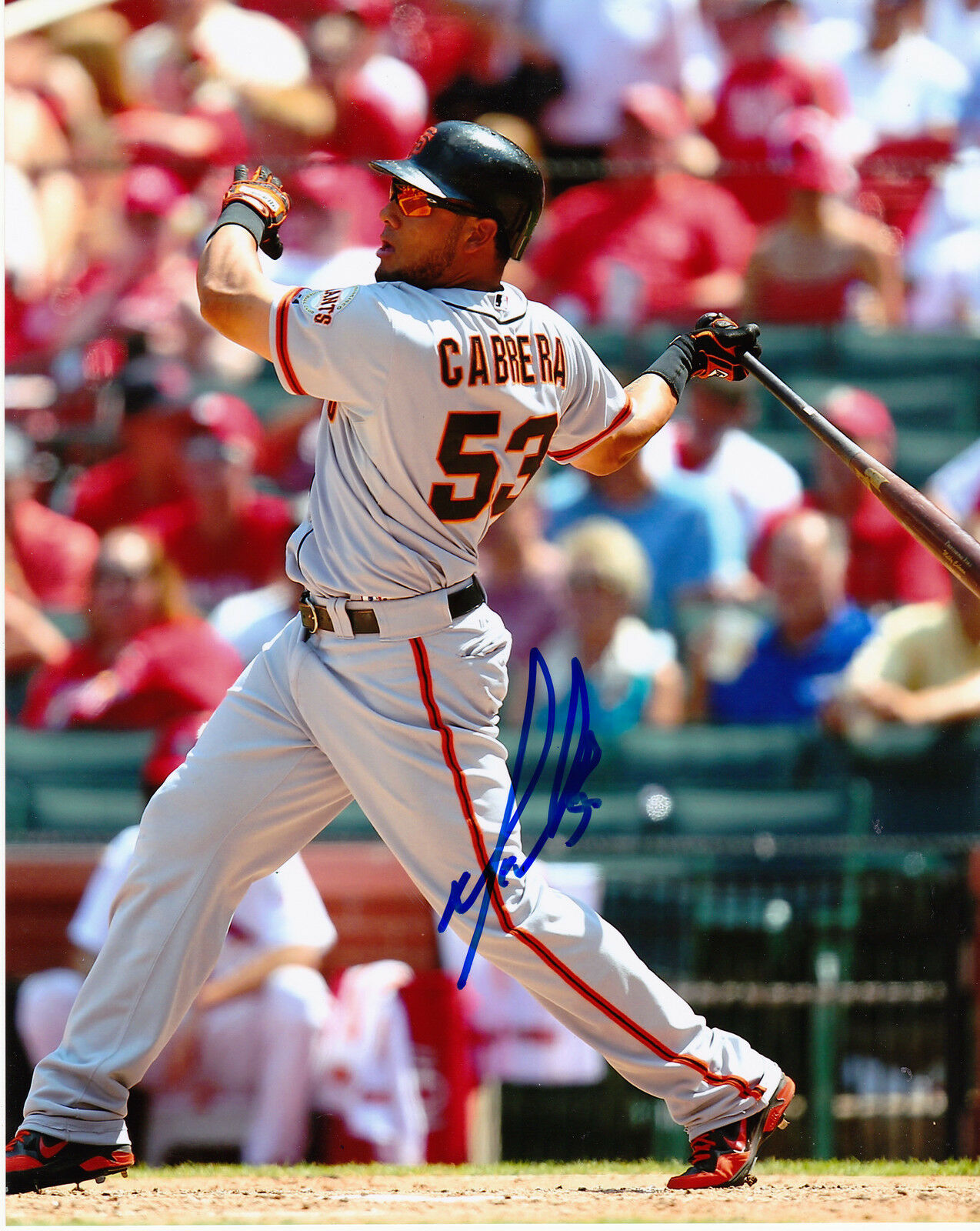 MELKY CABRERA SAN FRANCISCO GIANTS ACTION SIGNED 8x10