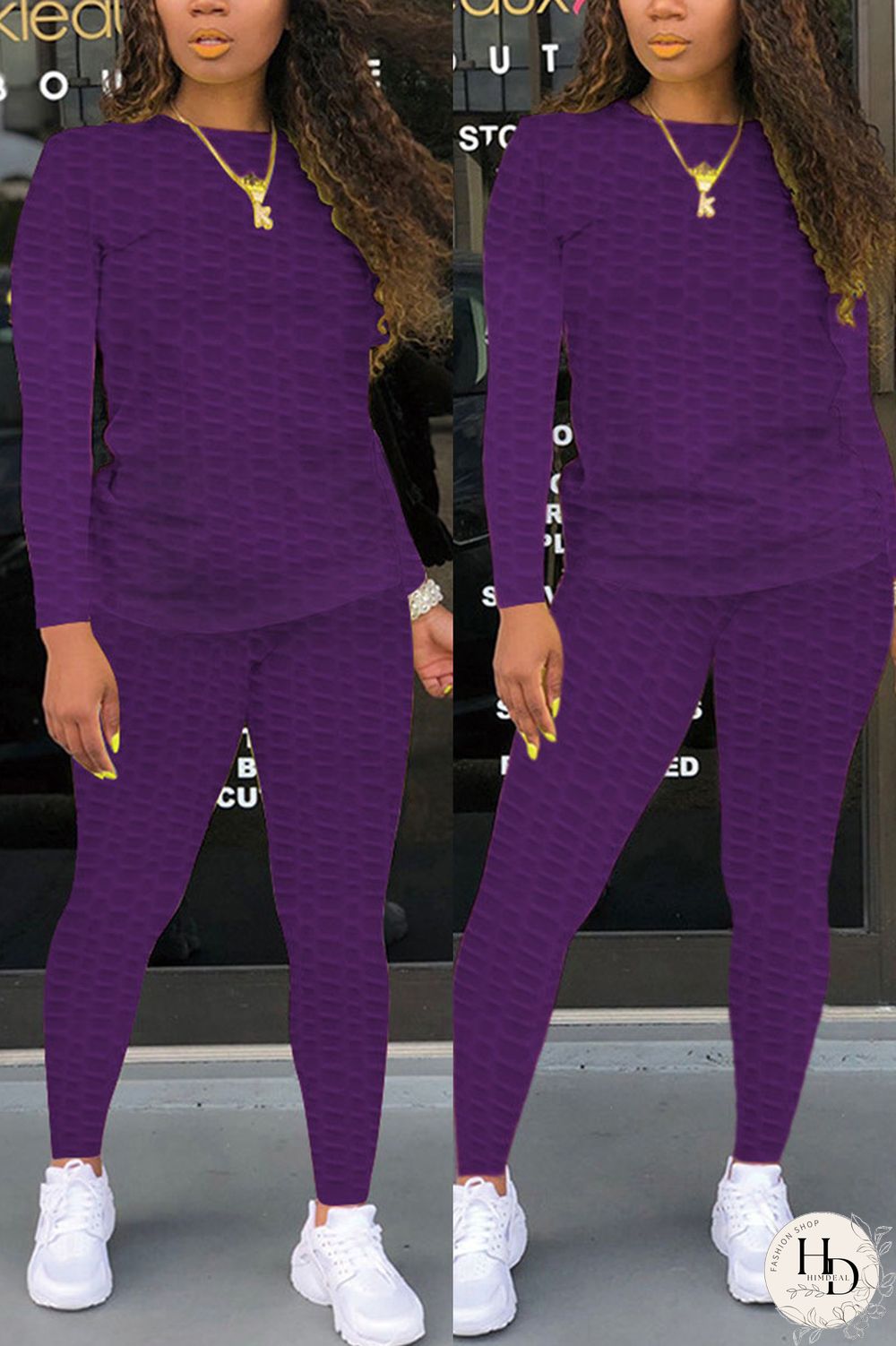 White Fashion Casual Solid Zipper Basic O Neck Long Sleeve Two Pieces