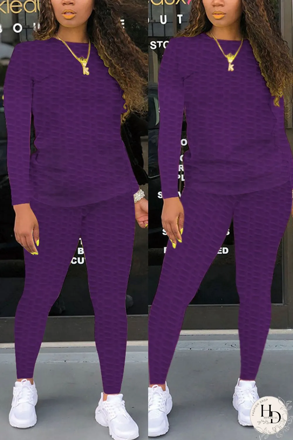 White Fashion Casual Solid Zipper Basic O Neck Long Sleeve Two Pieces