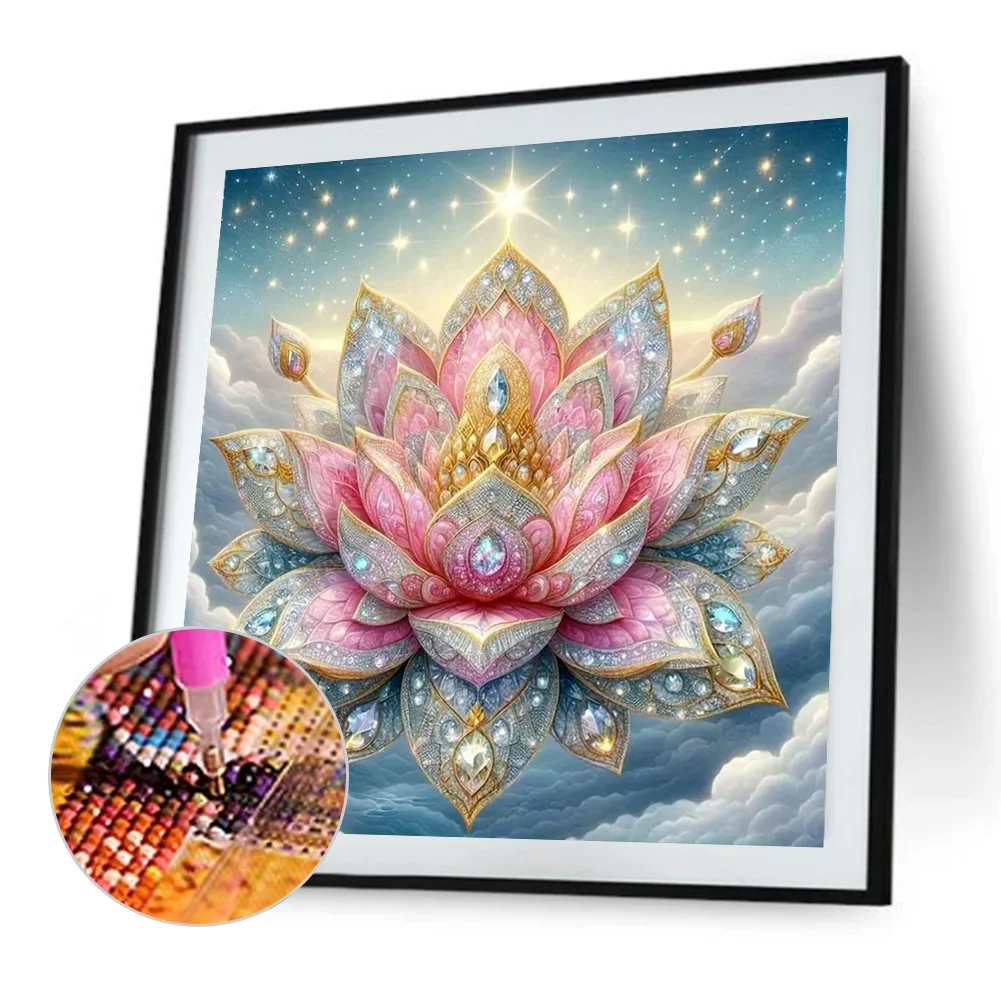 Partial AB Diamond Painting - Full Round Drill - Lotus(Canvas|50*50cm)