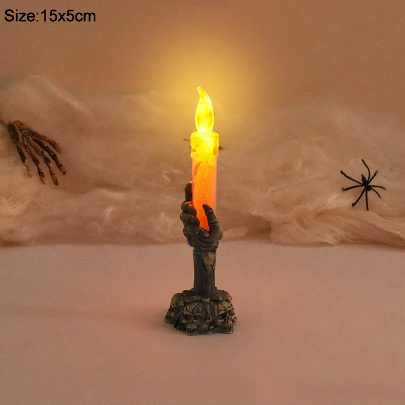 Halloween Led Candle Light Skeleton Ghost Hand Smoke-free Light Horror Props Halloween Party Decoration Supplies Kids Toy Gift