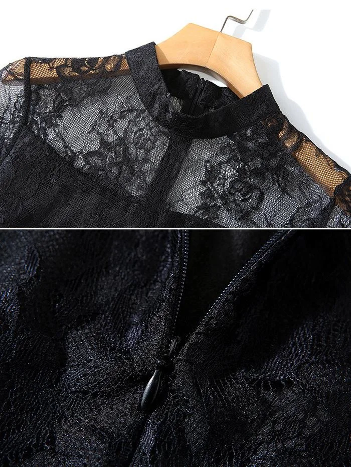 Elegant Elegant Lace long sleeve long dress