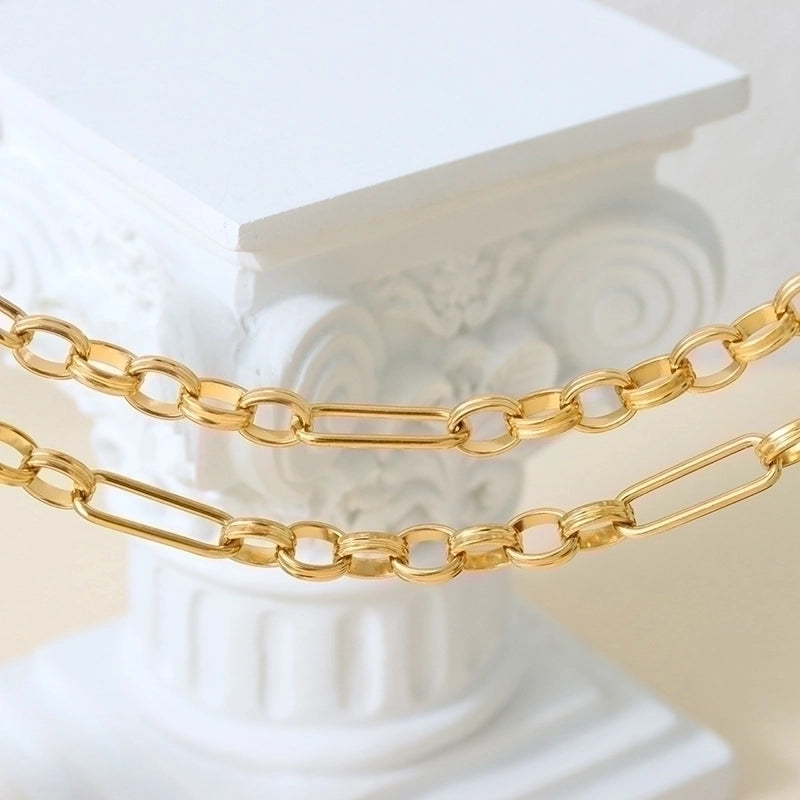 Hip-hop Rock Solid Color Titanium Steel Plating 18k Gold Plated Necklace