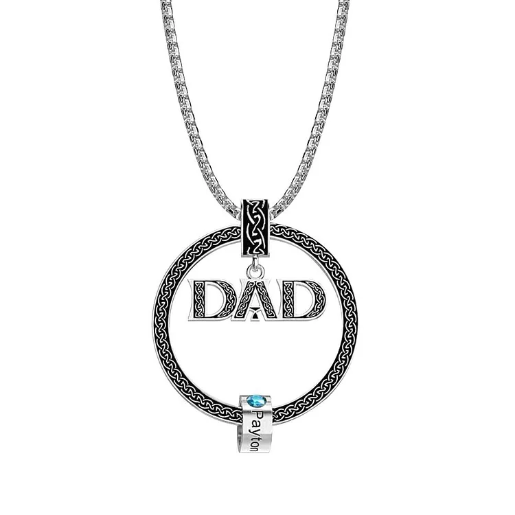1 Name-Personalized Dad Necklace Gift Card Gift Box-Custom Dad Circle Men Necklace with Birthstones Engraved 1 Name Gifts For Father
