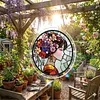 (25cm)DIY Acrylic Jigsaw Puzzle Window Hanging with Hanging Chain DIY Stained Glass Decoration Round Window Puzzle Decor for DIY Craft Project (Stained Glass Floral Lady)