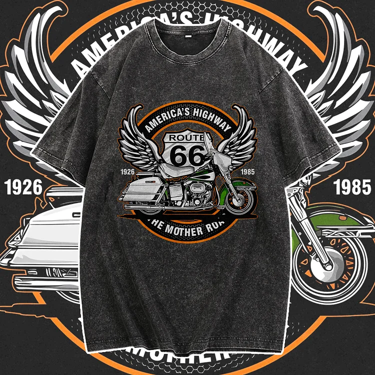 Davidhawaii100% Cotton Casual Auto Racing Moto 66 Street T-Shirt - 100% Cotton