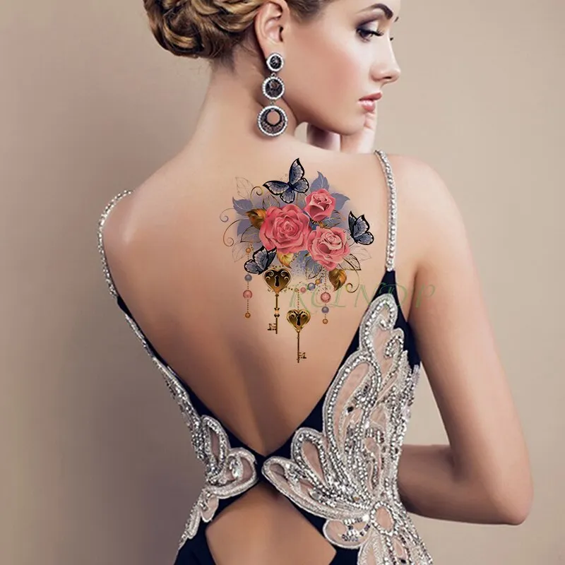 Waterproof Temporary Tattoo sticker cartoon pink deer garland crown flower big flash tatoo fake tatto for Girl Men Women kid