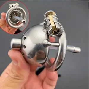 pornhint Pornhint Male Steel Chastity Cage Sissy Device With Tube Bondage For Men