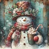 Snowman With Dessert-11CT Stamped Cross Stitch 45*45cm/17.72*17.72in