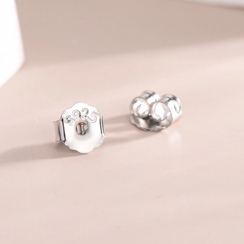 1 Pair 925 Sterling Silver Round Ear Studs