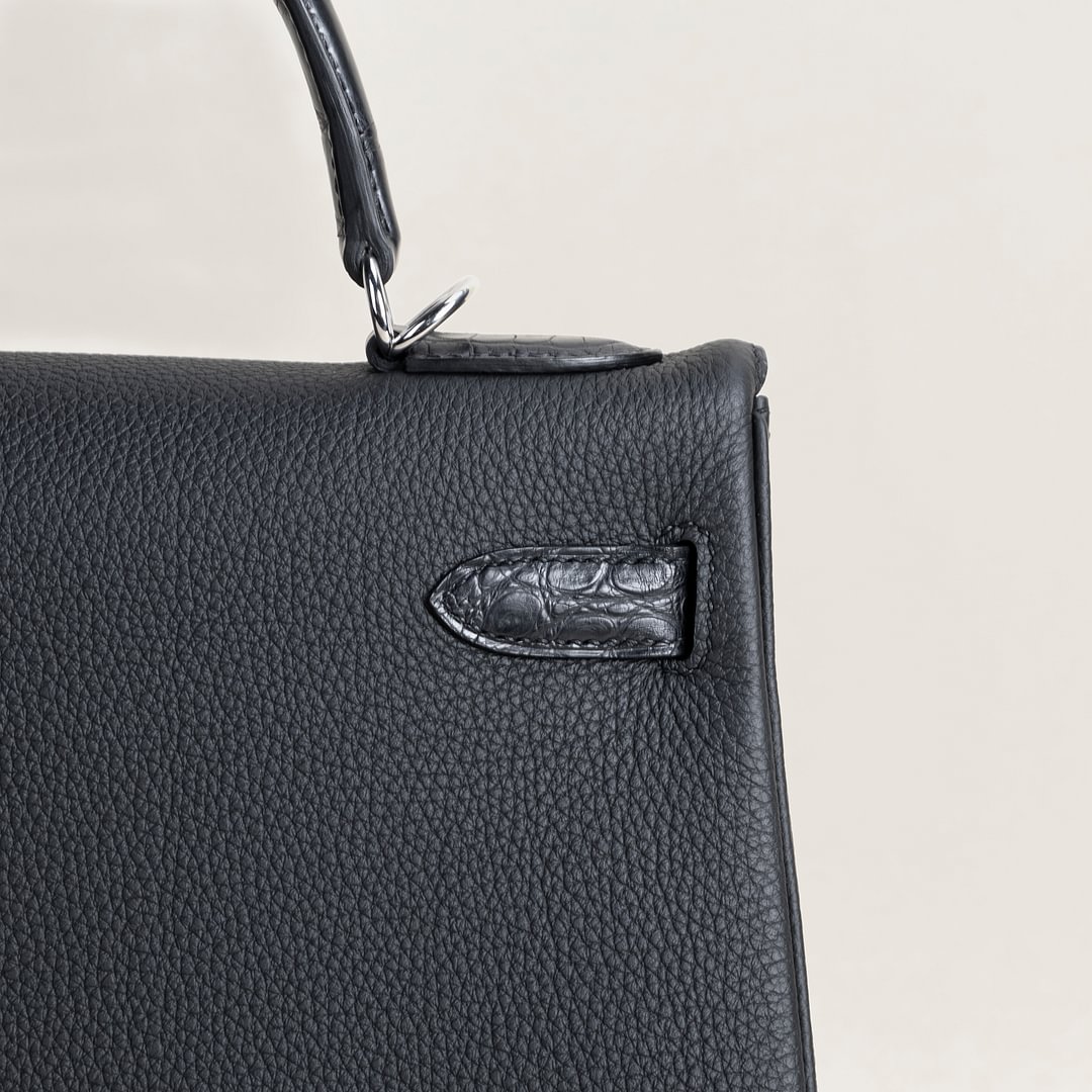 Kelly32 Touch Togo/Matte Alligator crocodile 89 Noir PHW