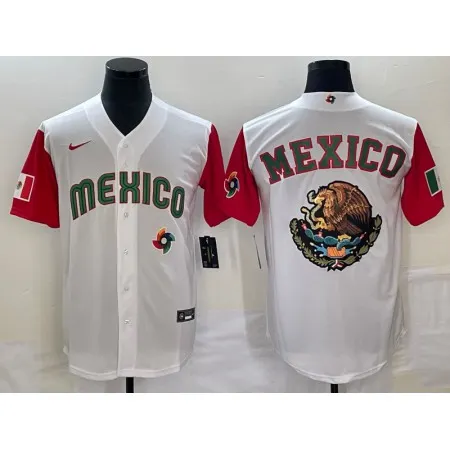 Men's Mexico Baseball 2023 White Team Big Logo World Baseball Classic Stitched Jersey KELO