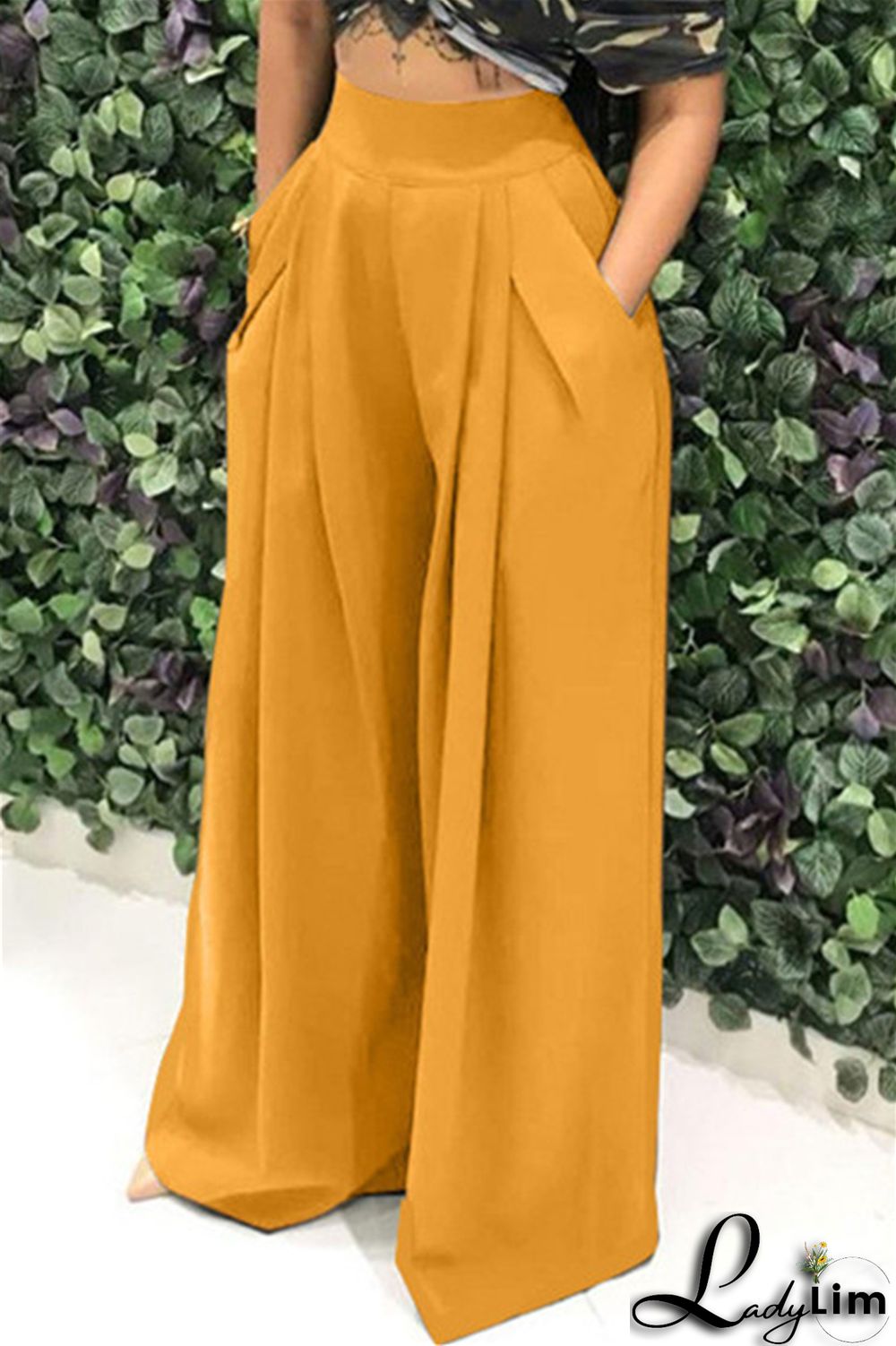 Coffee Fashion Casual Solid Patchwork Regular High Waist Conventional Solid Color Bottoms
