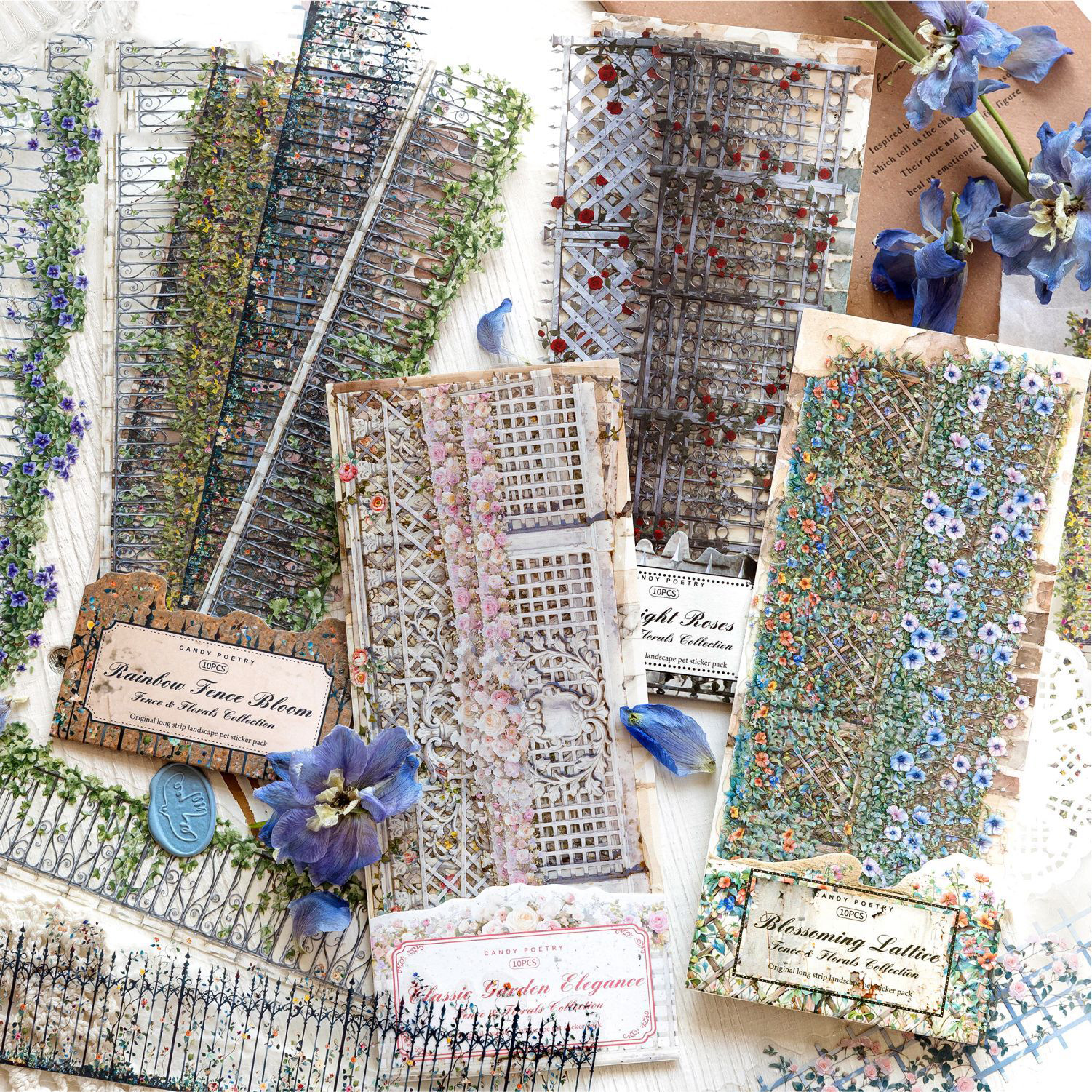 PET 스티커 - 꽃 울타리 사건 시리즈 빈티지 식물 울타리