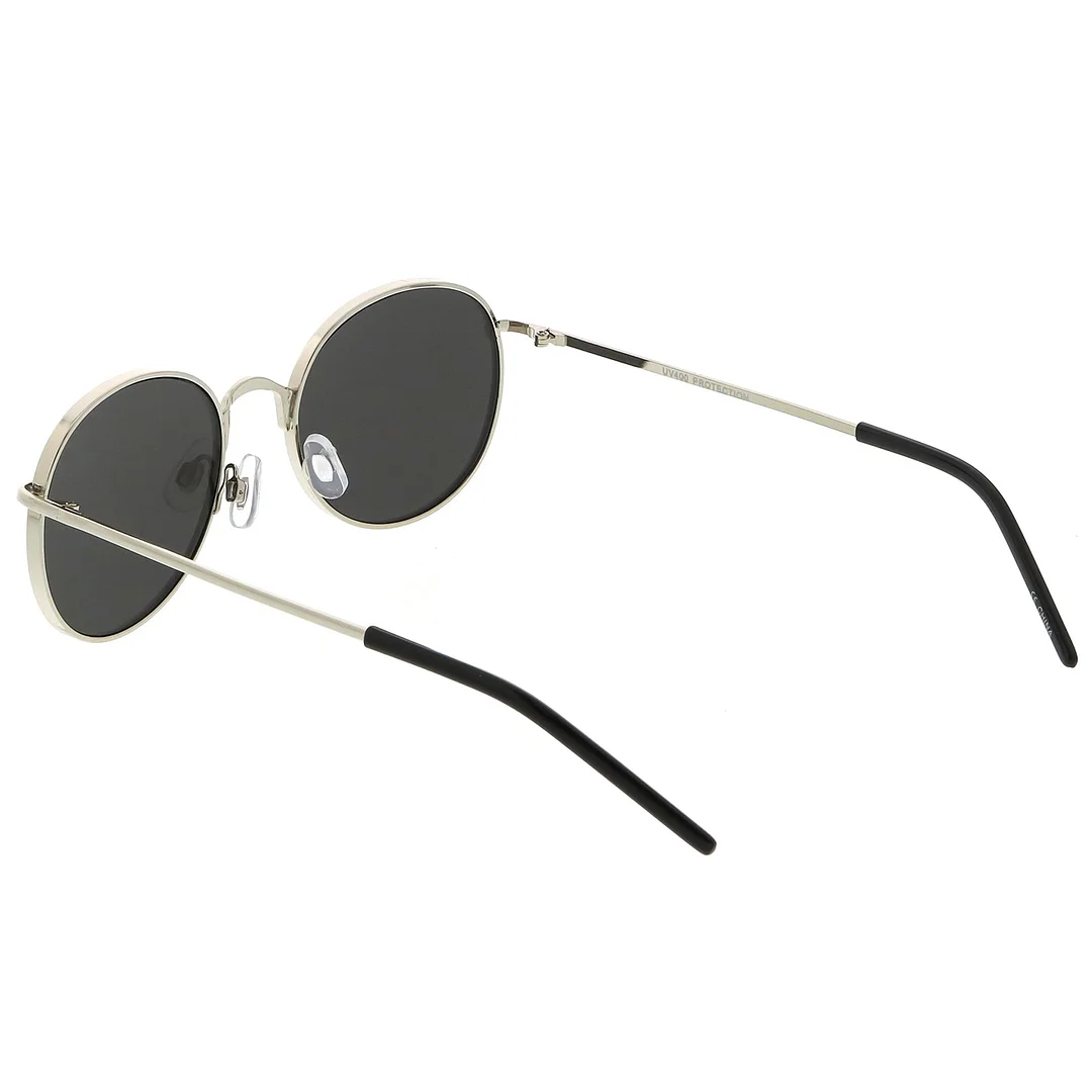 Classic Metal Round glasses Thin Arms Colored Mirror Flat Lens 52mm