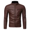 💥 2025 Hot Sale! Men's Casual Stand Collar PU Leather Jacket, Fashionable and Exquisite Zipper Jacket
