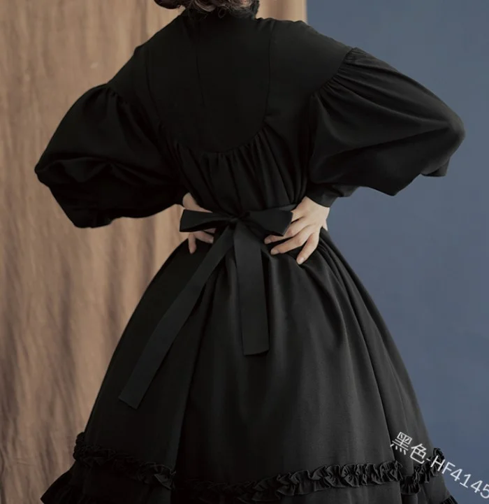 Uveng Uveng COS Suit New Long-Sleeved Loose Button-Collar Lace Lantern Sleeve Decoration Lolita Dress