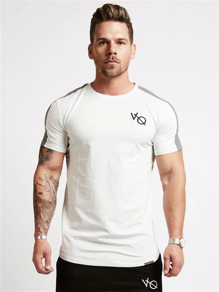 New Muscle Fitness Brother Sports Men's Slim-type T-shirt Summer Round Neck Pullover Cotton Running Short-sleeved | 168DEAL