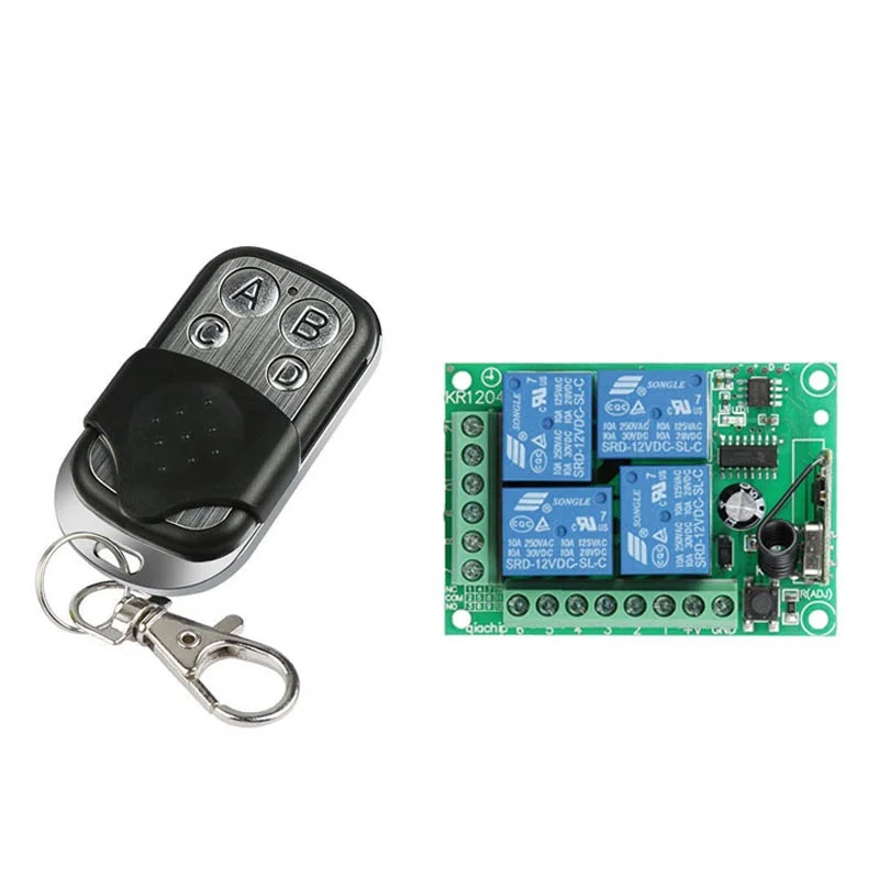 433Mhz Universal Wireless RFID Remote Control Switch DC 12V 4CH RF Relay Receiver Module + Remote Control 433 MHZ Transmitter
